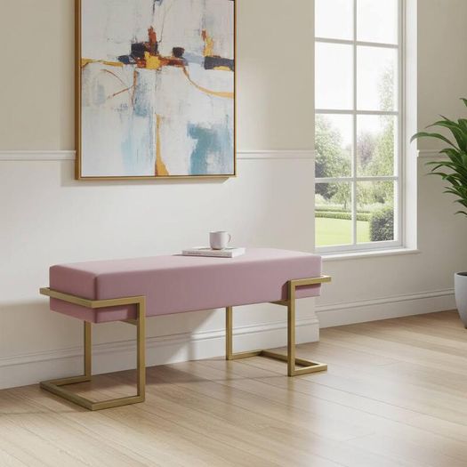 Axon Modern  Velvet Benches with Black/Gold/Silver  Metal Frame