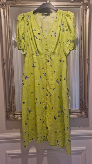 Stunning French connection lime green and cobalt blue dress