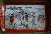 Antique Nippon Japanese Hand Painted Geisha Rectangular Plate 11" x  6,5"