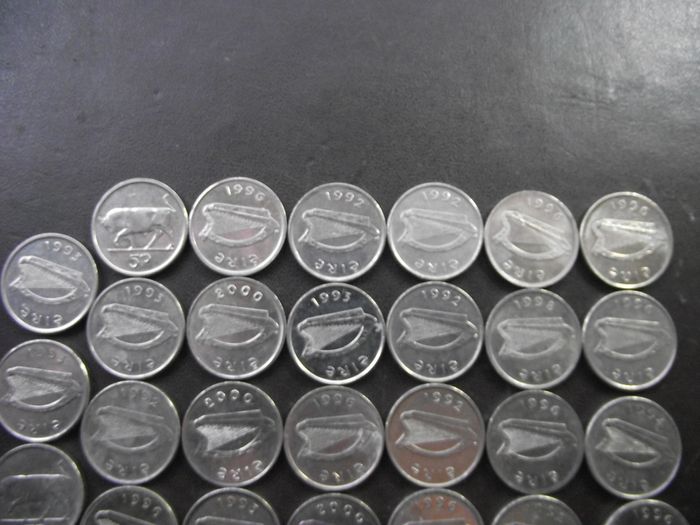 33 Irish Coins @ 5 Pence (1992-2000)