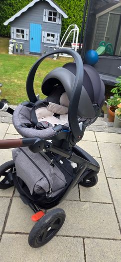 BUNDLE  Stokke pram, next to me cot and Nuna leaf grow  (excellent condition)