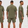 Urbanie Men's Summer Set  Short Sleeve Shirt & Shorts (Khaki) Image 3