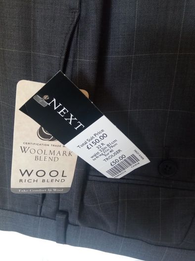 Men's Next trousers grey check 32R new