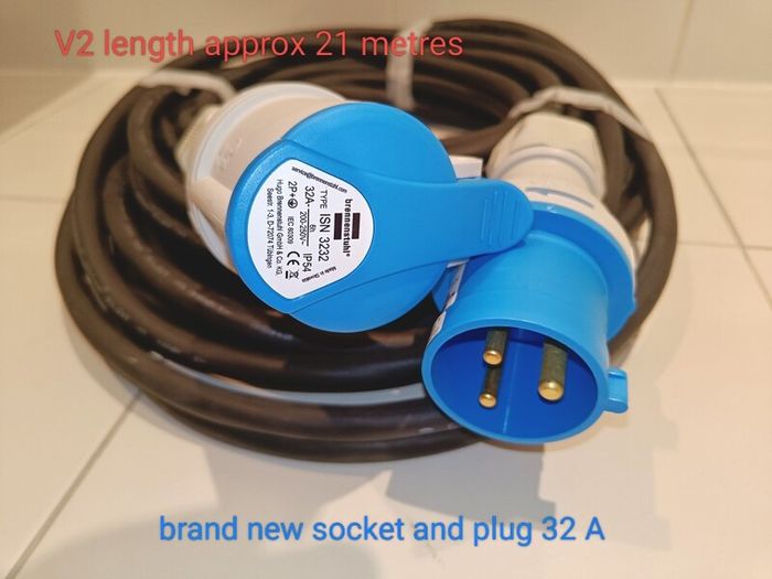 Premium 32A Industrial Long Extension Lead (21m) - Brand New Brennenstuhl Plugs and 6mm HO7RN-F Cable