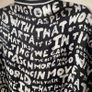100% Pure Silk Square Scarf Black Cream Graphic Typography Script Print Image 3