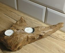 Natural Wooden Tealight Holder, slight damage