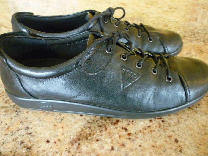 Ecco Walking Leather Shoes 206503 Size 41 Uk 75 Black Immaculate For