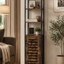 Industrial Tall Storage Cabinet with Door 167 cm Vintage Bookcase Narrow Display Shelf Living Room Kitchen Storage Unit Image 2