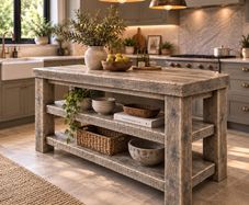 Handmade Aged Latin Driftwood Style Kitchen Island