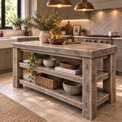 Handmade Aged Latin Driftwood Style Kitchen Island