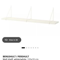 IKEA Bergshult / Pershult Wall shelf, white/white, 120x20 cm