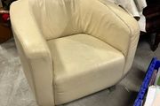 Cream Leather Tub Chair
