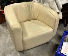 Cream Leather Tub Chair