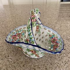 Hand Painted Ceramic Basket