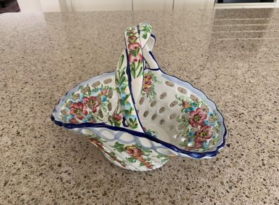 Hand Painted Ceramic Basket