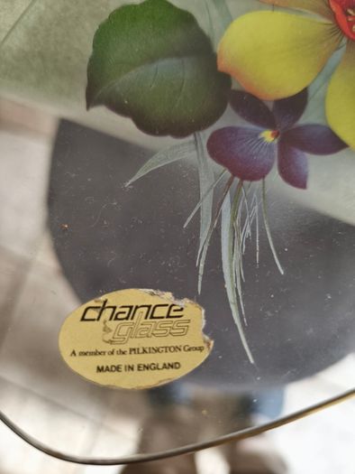 Vintage from the 1960s Chance Glass mid century pretty transfer printed oblong Glass