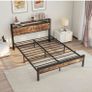 King Size Bed Frame with Storage Wooden Headboard,Bed Image 7