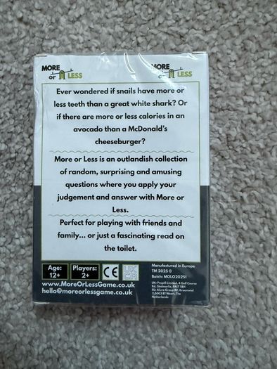 More or Less card game brand new