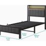 Single Bed Frames with Storage Headboard and Charging Station/LED Lights Image 9