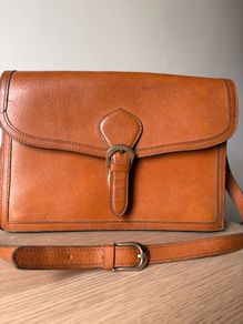 Vintage cognac leather satchel bag
