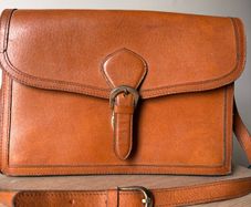 Vintage cognac leather satchel bag