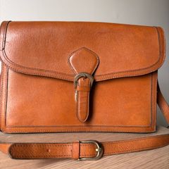 Vintage cognac leather satchel bag