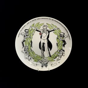 limited edition 60s satire wall plate by cartoonist Ernst Maria Lang for the Rosenthal