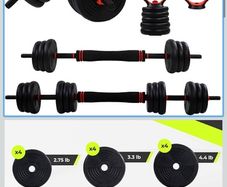 Adjustable Dumbbells Set 44 lb, 4 in 1 - Home Gym Fitness