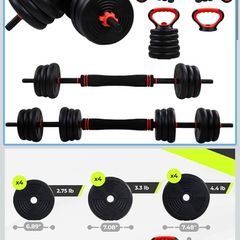Adjustable Dumbbells Set 44 lb, 4 in 1 - Home Gym Fitness