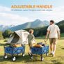 90L Folding Garden Trolley Cart Pull Along Wagon with Telescopic Handle for Beach Camping Festival - Navy Blue Image 6