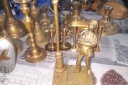 Beautiful Old Heavy Brass Large Solid Brass Man Gas Lamp and Dog, Postage Available