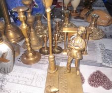Beautiful Old Heavy Brass Large Solid Brass Man Gas Lamp and Dog, Postage Available