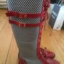 BRAND NEW Red and White Tall Knee Boots, Size 40 Image 2