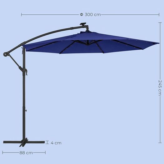 Parasol Cantilever  with Solar LED Lights