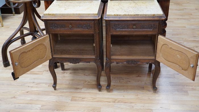 Pair of Antique French Oak Bedside Cabinets