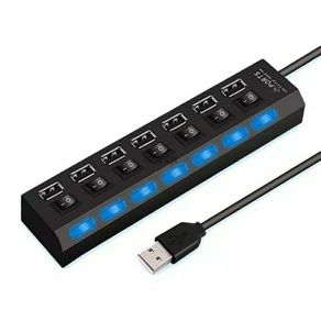 7 Ports USB Hub For Laptop Adapter Power Docking Station Notebook Splitter
