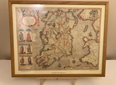 Framed Reproduction of 1610 John Speed Map of Ireland
