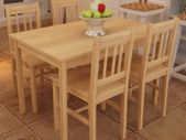 Dining Set 5 Pieces Pine Wood Natural