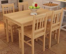 Dining Set 5 Pieces Pine Wood Natural
