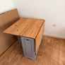 Santos Butterfly Folding Dining Table and 2 Grey Chairs  Excellent Condition Image 5