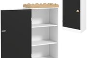 Children's storage unit, toy storage for kids with chalkboard door, 3 cubbies and top shelf, white