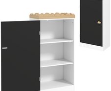 Children's storage unit, toy storage for kids with chalkboard door, 3 cubbies and top shelf, white