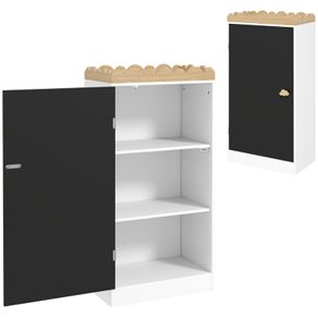 Children's storage unit, toy storage for kids with chalkboard door, 3 cubbies and top shelf, white