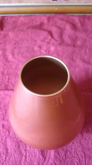 9 Inches Tall Orange Glass Vase Made In Spain
