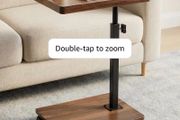 Side Table Adjustable, C Shaped CD, Wood Over Bedside Table with Wheels 360 Swivel, Sofa Side Tables with Mobile Storage Rack for Living Room Home Bedroom Office
