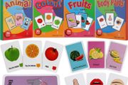 Kids Flash Cards Set Flash Cards for Children Early Learning Flash Cards Flash Cards for Toddlers Age 2-4 Baby Cards for Toddlers 1 2 3 4 years 4 Pack-144pcs Animals Fruits Body Parts &amp; Colors