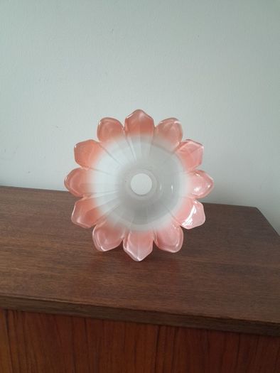 Vintage Frosted White and Pink Glass Shade