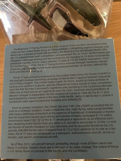 Model Airplane B 17