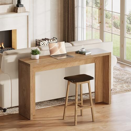 Farmhouse Console Table with Storage Space 140cm Wooden Sofa Table for Entryway