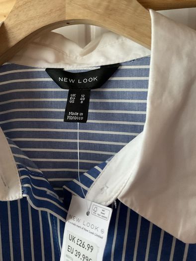 shirt bnwt new look blue & white striped shirt size 12 oversized rrp 39 euro
